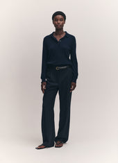 Aoife Cashmere Polo Shirt in Dark Navy