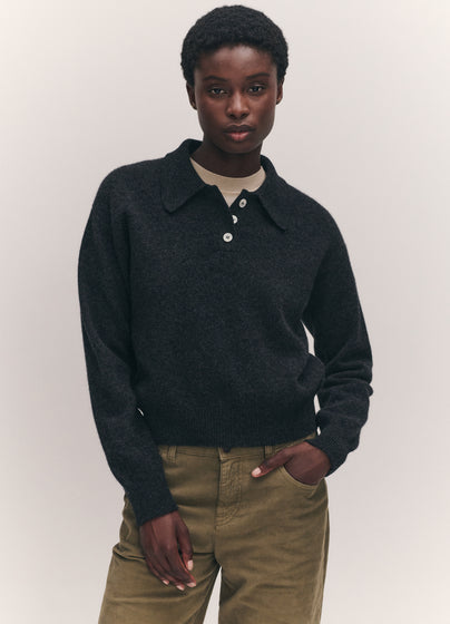Edie Polo Shirt in Charcoal