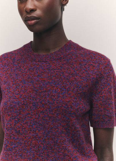 Wicklow T-Shirt in Poppy and Port Mouline