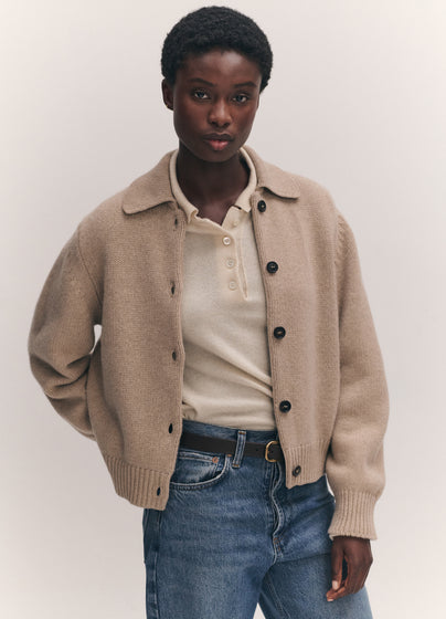 Winny Collared Jacket in Dark Natural