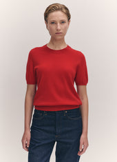 Emer Cashmere T-Shirt in Poppy Red