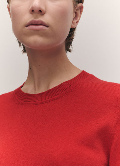 Emer Cashmere T-Shirt in Poppy Red