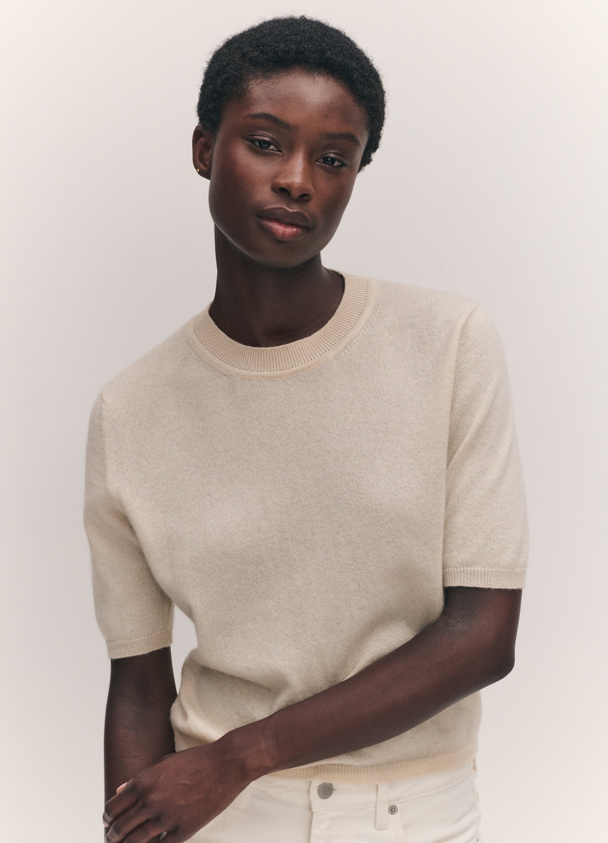 Emer Cashmere T-Shirt in Ecru