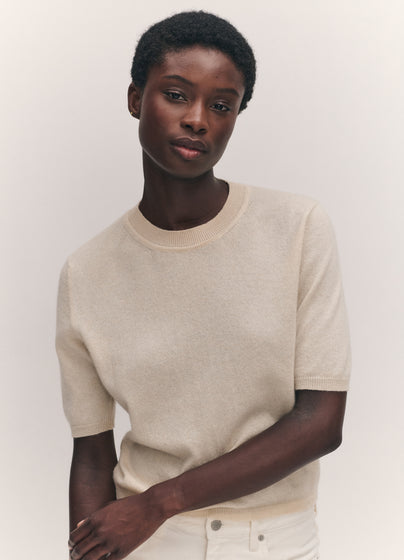 Emer Cashmere T-Shirt in Canvas
