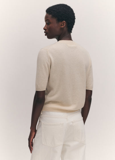 Emer Cashmere T-Shirt in Canvas