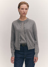 Enya Cashmere Cardigan in Soft Grey