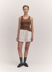Tierna Fine Rib Merino Tank in Hazelnut