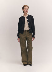 Ada Crewneck Cardigan in Dark Brown