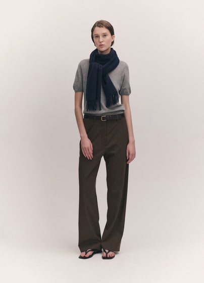 Fringed Cashmere Scarf in Navy