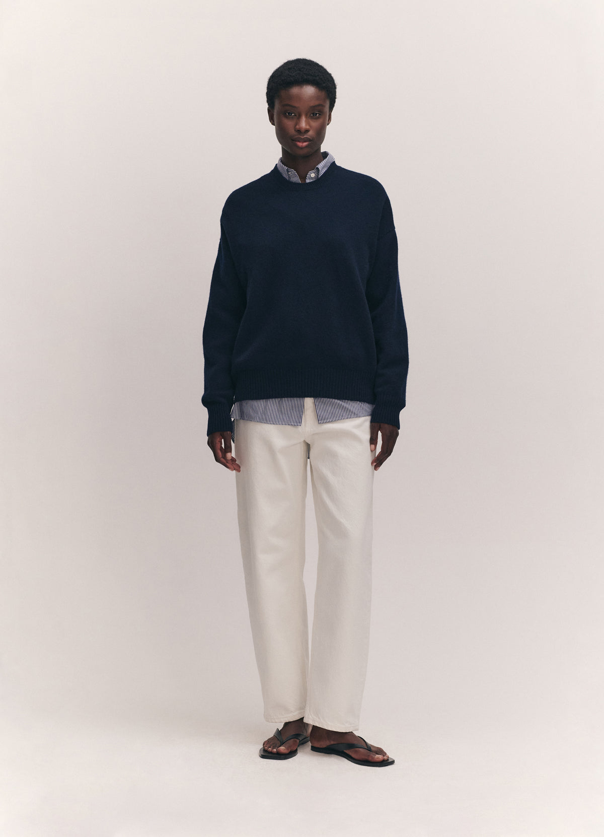 Innes Slouch Crewneck in Navy