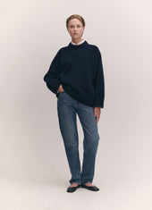 Caragh Chunky Crewneck in Navy