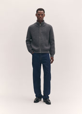 Mens Rea Rib Zip Jacket in Derby Grey