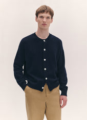 Mens Ada Crewneck Cardigan in Navy