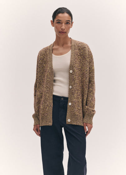 Ava Cardigan in Port and Punch Mouline