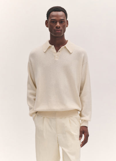 Mens Edith Polo Shirt in White Undyed
