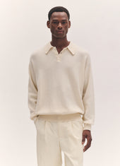 Mens Edith Polo Shirt in White Undyed
