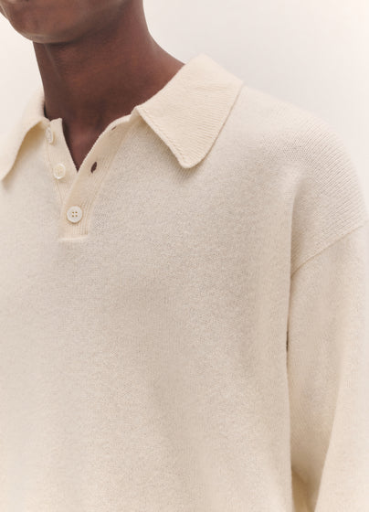 Mens Edith Polo Shirt in White Undyed