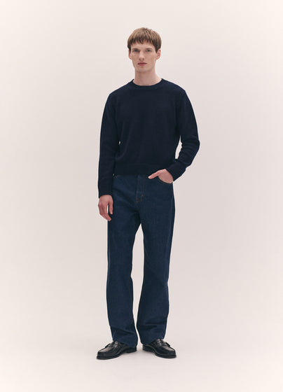 Mens Rosha Shrunken Crewneck in Navy