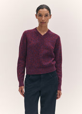 Sligo V-Neck in Poppy and Klein Mouline