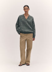 Innes Slouch V-Neck in Strath and Navy Mouline