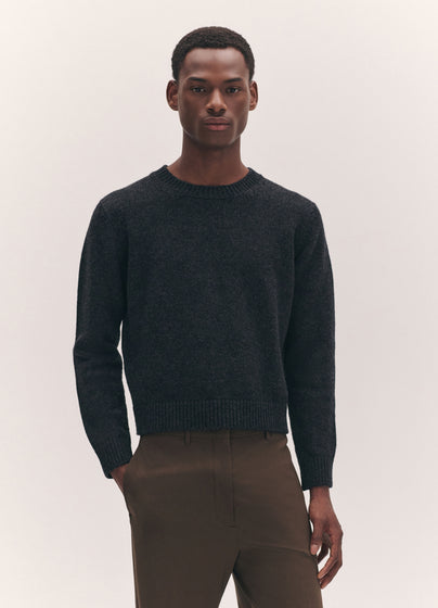 Mens Rosha Shrunken Crewneck in Charcoal