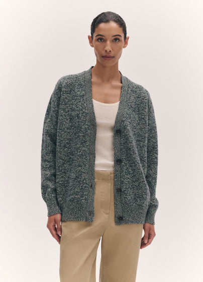 Ava Cardigan in Strath and Navy Mouline