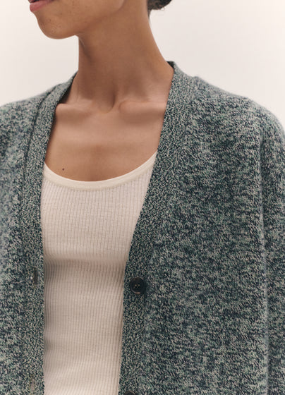 Ava Cardigan in Strath and Navy Mouline