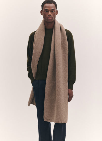 Mens Brea Blanket Scarf in Dark Natural