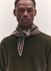 Mens Fairisle Cashmere Foulard in Dark Natural Multi