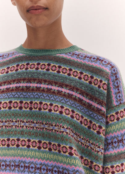 Fairisle Oversized Crewneck in Strath Multi