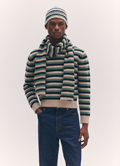 Mens Striped Scarf in Strath and Oatmeal Stripe