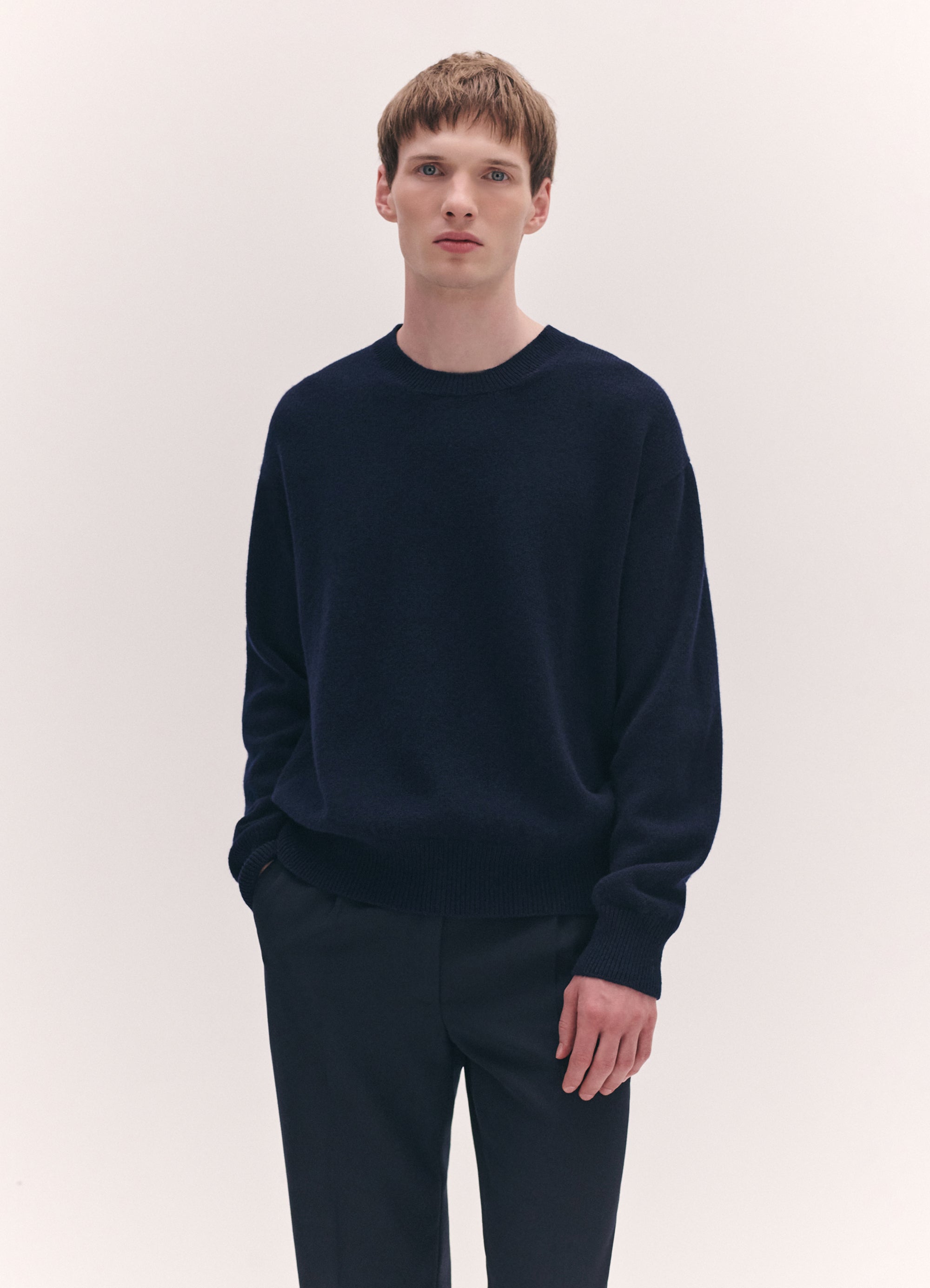 &Daughter Menswear Innes Slouch Crewneck Jumper - Navy