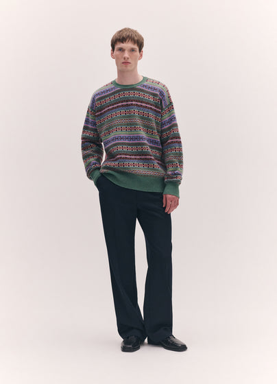 Mens Fairisle Oversized Crewneck in Strath Multi