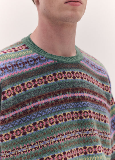 Mens Fairisle Oversized Crewneck in Strath Multi
