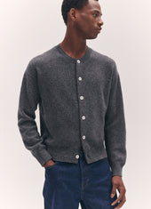 Mens Ada Crewneck Cardigan in Derby Grey