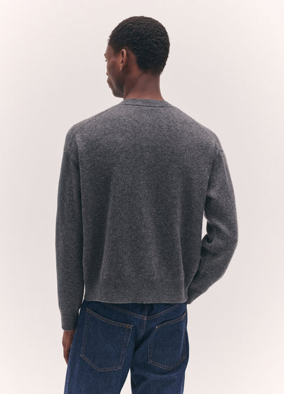 Mens Ada Crewneck Cardigan in Derby Grey