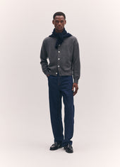 Mens Ada Crewneck Cardigan in Derby Grey