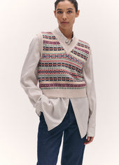Fairisle Tank in Ecru Multi
