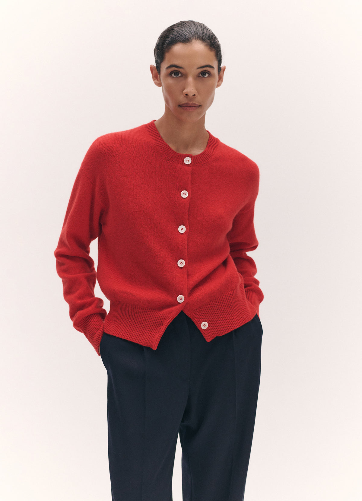 Ada Crewneck Cardigan Poppy