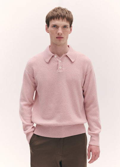 Mens Edith Polo Shirt in Pale Pink