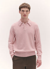 Mens Edith Polo Shirt in Pale Pink