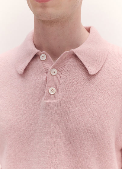 Mens Edith Polo Shirt in Pale Pink