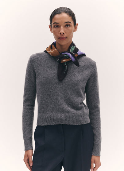 Argyle Cashmere Foulard in Dark Brown and Heather