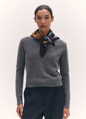 Argyle Cashmere Foulard in Dark Brown and Heather