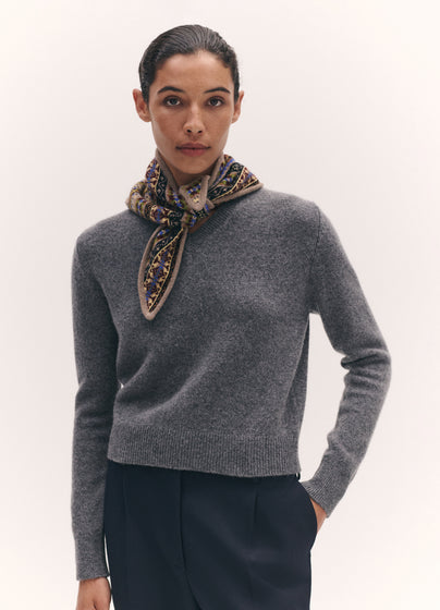 Fairisle Cashmere Foulard in Dark Natural Multi