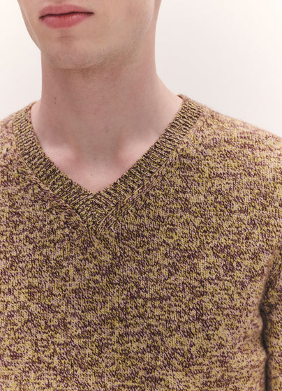 Mens Sligo V-Neck in Port and Punch Mouline
