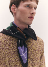Mens Argyle Cashmere Foulard in Dark Brown and Heather