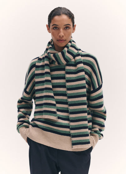 Striped Scarf in Strath and Oatmeal Stripe