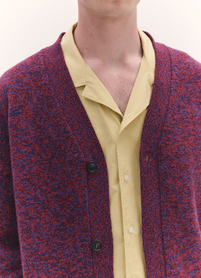 Mens Ava Cardigan in Poppy and Port Mouline