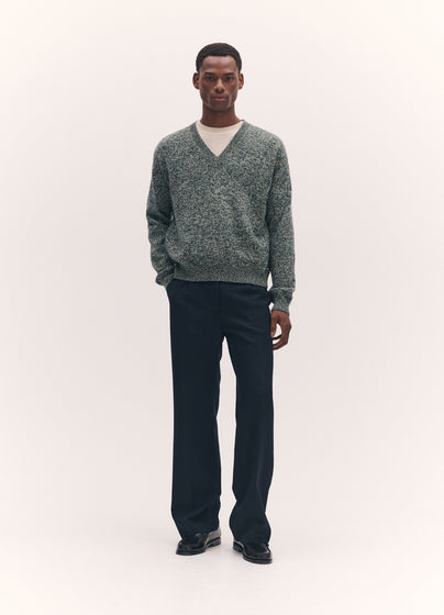 Mens Innes Slouch V-Neck in Strath and Navy Mouline